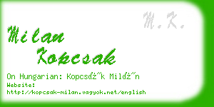 milan kopcsak business card